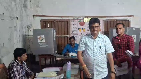 BJD MLA candidate Niranjan Pujari cast his vote
