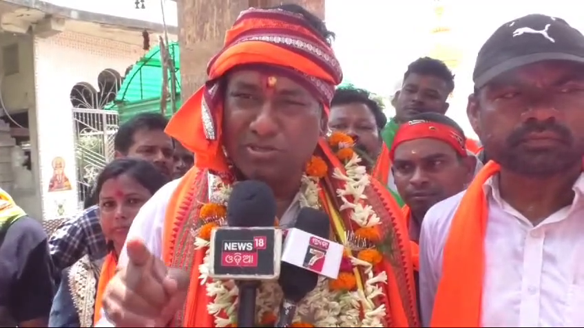 Badachana BJP candidate Amar Naik is campaigning for elections